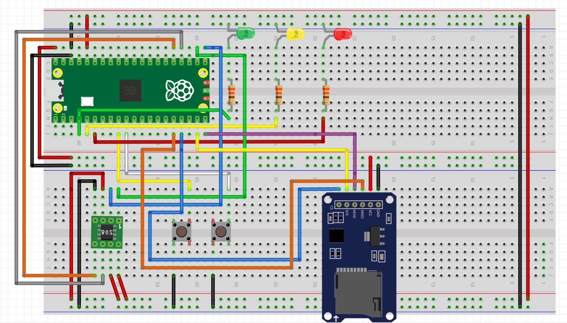 Breadboard-Schaltplan für den Pico-2-SPI-Flasher